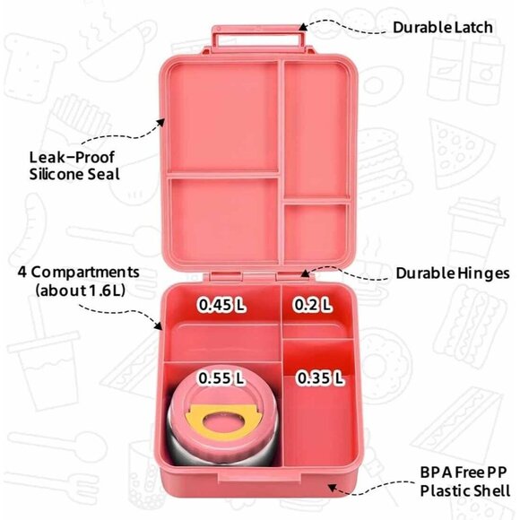 Bento Box Princess Themed Kids Insulated Lunch Bag Leak-Proof Set Maison Huis - Picture 5 of 15